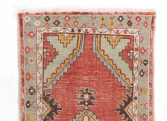 2.6x5.7 Ft One of a Kind Turkish Accent Rug in Red, Ivory, Mint Green and Rust