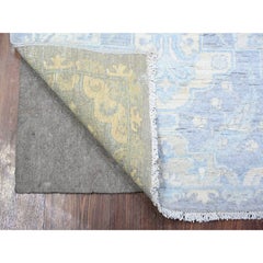 2'6"x5'8" Blue Gray Soft Wool Hand Knotted Finer Peshawar Oriental Rug