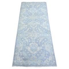 2'6 "x5'8" Blau Grau Weiche Wolle Handgeknüpft Feiner Peshawar Orientteppich