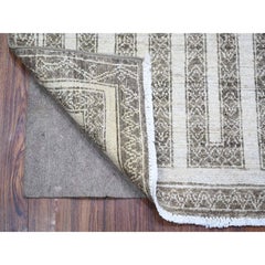 2'6"x5'8" Taupe Brown, Fine Peshawar Soft Wool Hand Knotted Oriental Rug