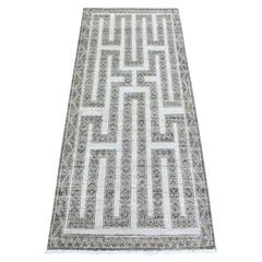 2'6"x5'8" Taupe Brown, Fine Peshawar Soft Wool Hand Knotted Oriental Rug