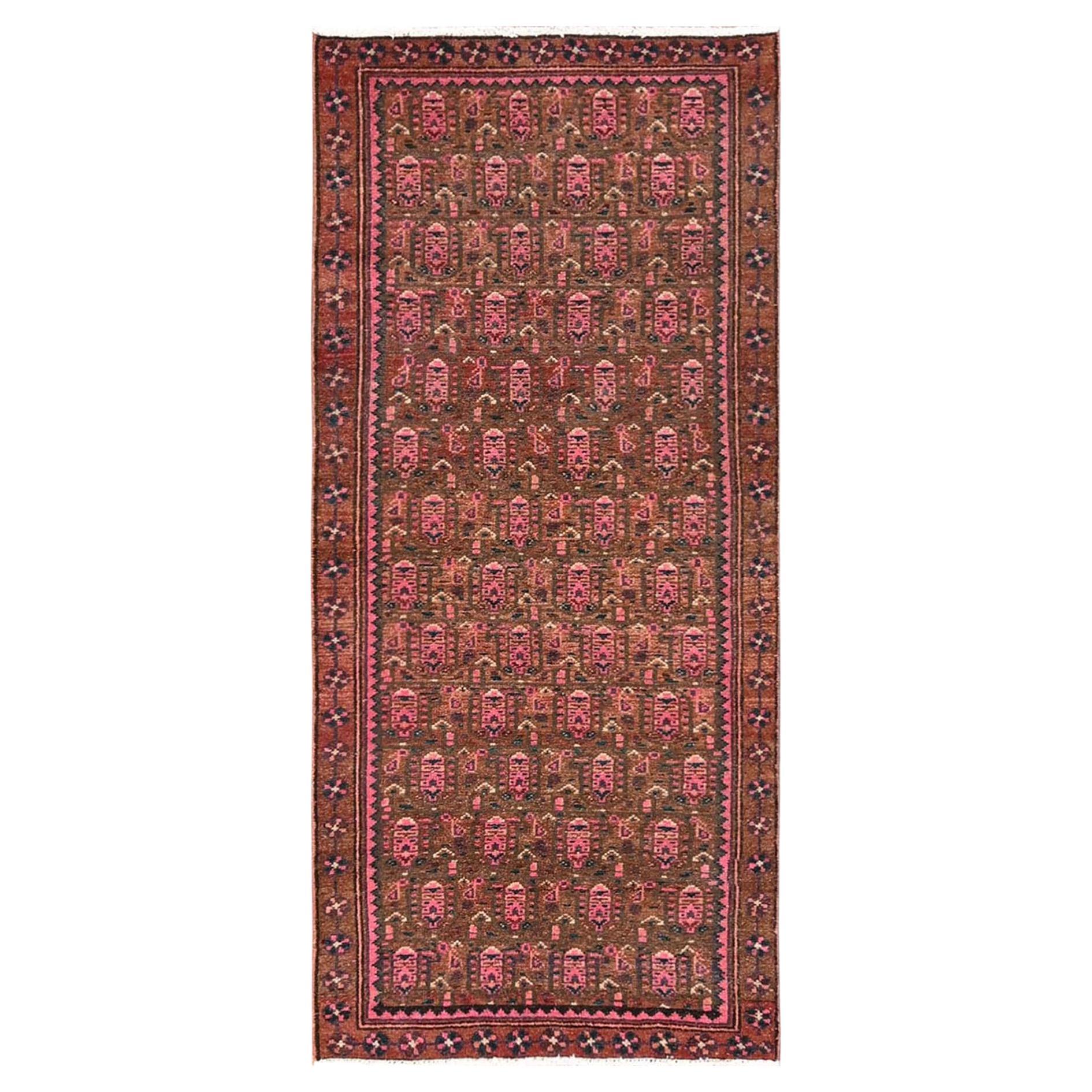 2
6"x5
9" Caramel Brown Vintage Persian Hamadan Hand Knotted Wool Runner Rug