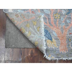 2'6 "x5'9" Dolphin Gray annodato a mano Peshawar Birds Paradise Runner Oriental Rugs