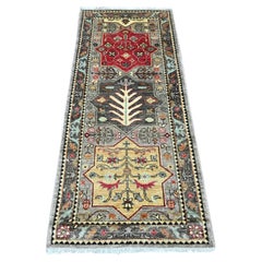 2'6 "x5'9" Grau Peshawar Kaukasisch Akstafa Design Handgeknüpft Wolle Läufer Teppich