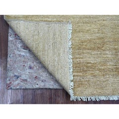 2'6"x6' Beige Plain Solid Pattern Hand Knotted Ghazni Wool Runner Oriental Rug