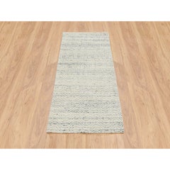 2'6"x6' Beige, Variegated Textured Modern Design, Wool Hand Loomed, Runner Rug