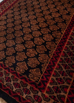 2.6x6 Black Red Tribal Hand Knotted Wool Runner Rug (13065)