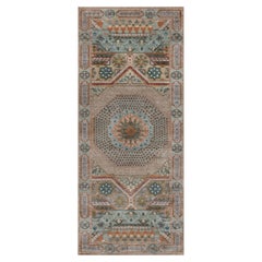 2'6"x6' Brown Mamluk Design with Medallion Hand Knotted Wool & Silk Runner Rug
