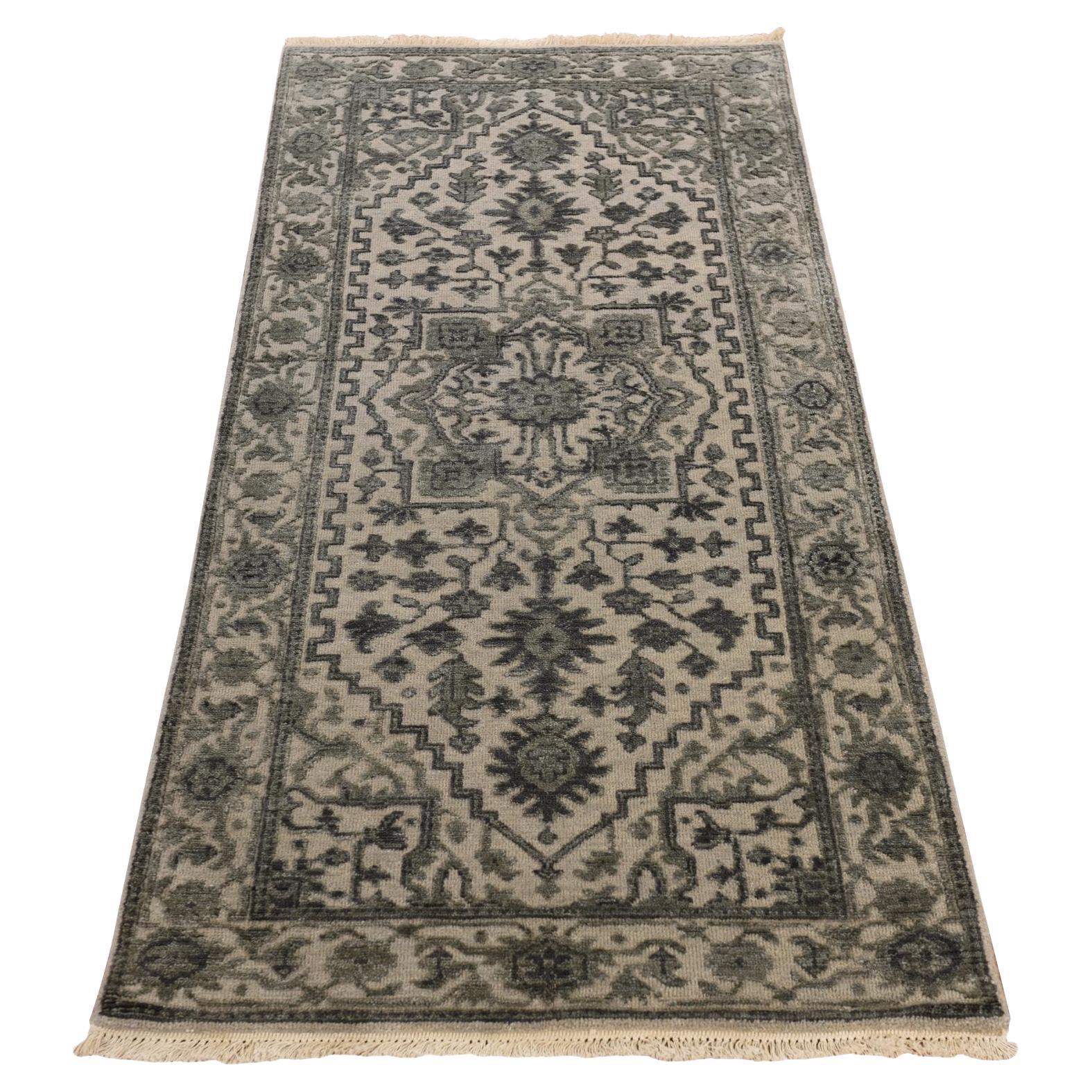 2
6 "x6
Burlywood Brown, Lana e Seta, Annodato a mano, Heriz Design, Tappeto Runner