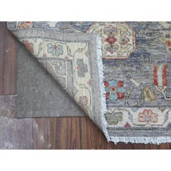 2'6"x6' Gray Aryana North West Zoroastrian Hand Knotted Wool Short Runner Rug