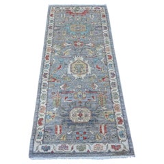 2'6"x6' Gray Aryana North West Zoroastrian Hand Knotted Wool Short Runner Rug