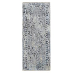 2
6 "x6
 Grau, Handgeknüpftes Broken Kashan Design, Seide mit Wolle, Läufer Teppich