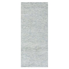 2'6"x6' Gray Hand Knotted Grass Design Modern Undyed Wool Runner Oriental Rug