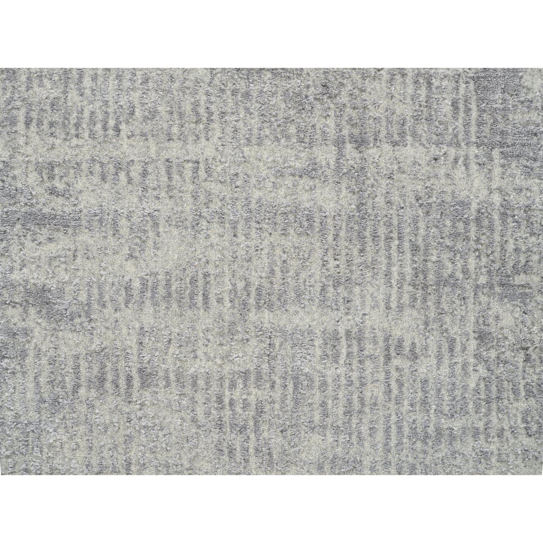 Alfombra oriental moderna de lana y seda tejida a mano Jacquard gris de 2'6 