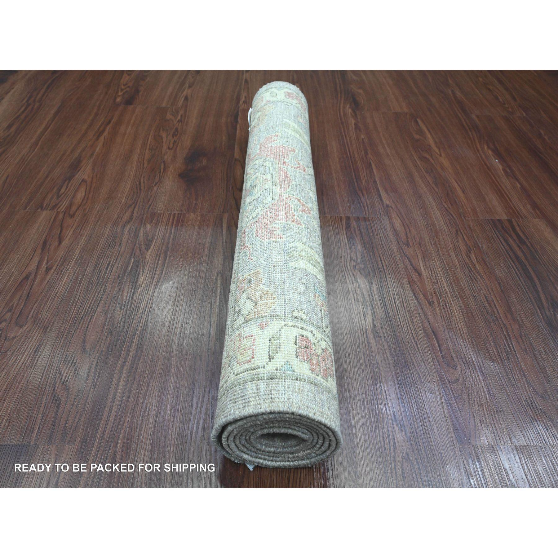 Alfombra oriental de pasillo de lana pura Peshawar gris con diseño Heriz por toda la superficie Afgano en venta
