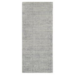 2'6"x6' Hand-Loomed Gray Fine Jacquard Modern Wool-Silk Oriental Runner Rug