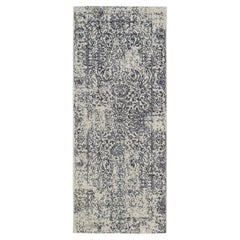 Tappeto Runner Orientale in Lana e Seta Jacquard Grigio Chiaro, lavorato a mano, 2'6 "x6".