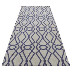 2'6''x6' Ice Blue, Hand Woven, Durie Kilim, Wool, Reversible, Runner Rug