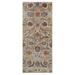 2
6"x6
Ivory Sickle Leaf Design Hand Knotted Silk Textured Wool Runner Rug