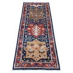 2'6 "x6' Azul Noche Aryana Caucásica Akstafa Alfombra Oriental de Lana Anudada a Mano