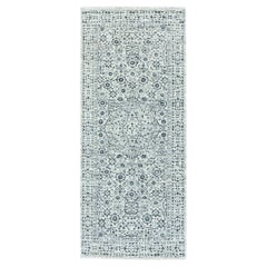 2
6"x6
 White, Undyed 100% Wool, Hand Knotted Mamluk Dynasty Design Runner Rug