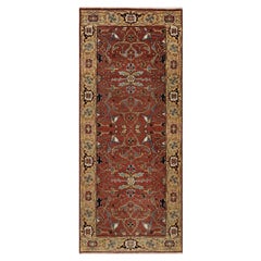 2'6"x6'1" Auburn Red Antiqued Heriz Re-Creation Tapis de couloir tout en laine noué à la main