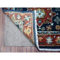 2'6"x6'1" Blue Aryana Collection Karajeh Design Hand Knotted Wool Runner Rug