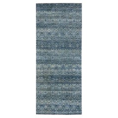 2'6"x6'1" Ocean Blue Kohinoor Herat Pattern Pure Wool Hand Knotted Runner Rug