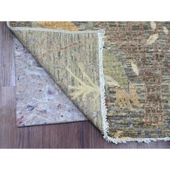 2'6 "x6'2" Gray Peshawar Birds of Paradise Design Tappeto Runner in Lana Annodato a Mano