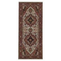 2'6"x6'2" Ivory Antiqued Fine Heriz Re-Creation Hand Knotted All Wool Runner Rug