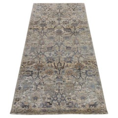 2'6"x6'2" Ivory Tabriz Vase Pomegranate Design Pure Silk Hand Knotted Runner Rug