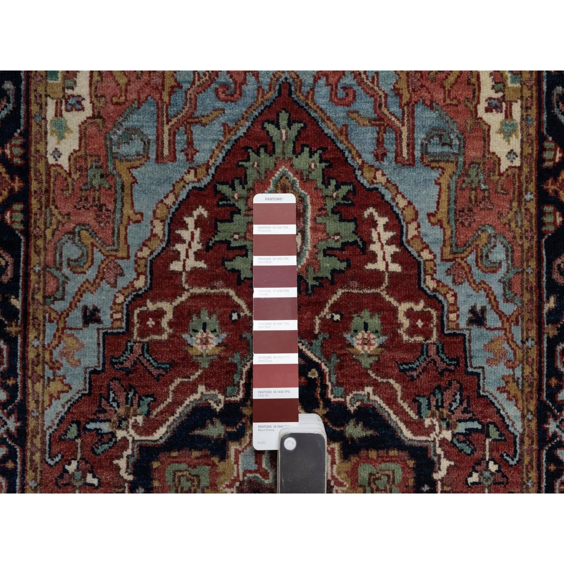 Indiano Tappeto Runner in lana neozelandese annodato a mano Heriz Recreation rosso anticato 2'6 