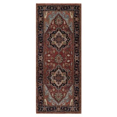 2'6"x6'2" Red Antiqued Heriz Recreation Hand Knotted New Zealand Wool Runner Rug