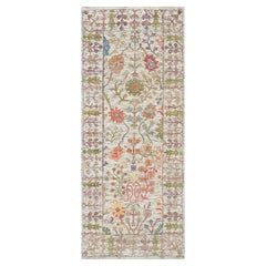 Tappeto Runner in lana e seta, annodato a mano, con design a vasi Directional, 2'6 "x6'2" Taupe