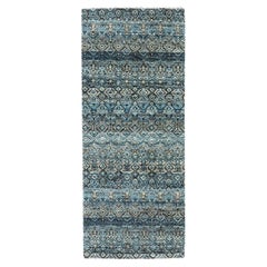 2'6"x6'2" Yale Blue Hand Knotted Kohinoor Herat Design Wool Runner Rug