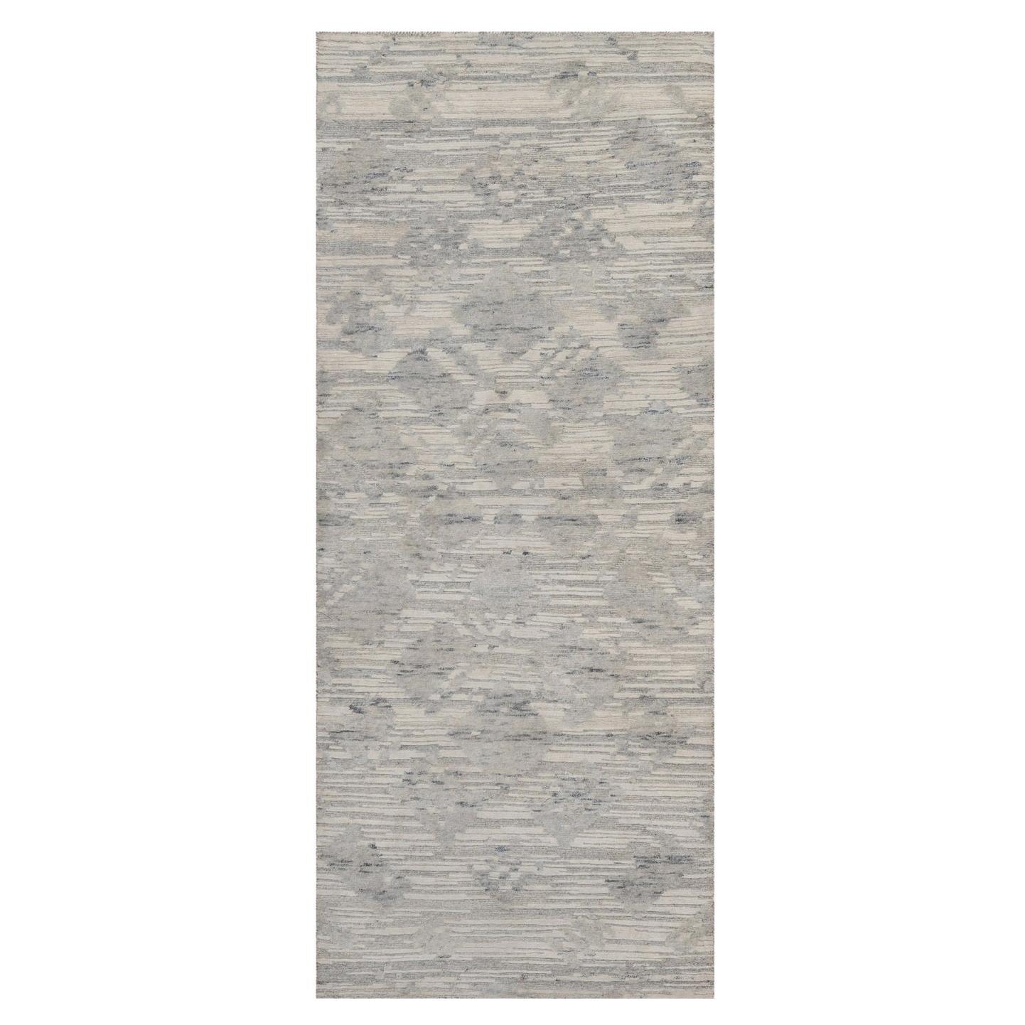 2
6 "x6
3" Elfenbein handgeknüpftes modernes Design ungefärbte natürliche Wolle Läufer Teppich