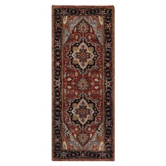 2'6"x6'3" Red Antiqued Fine Heriz Re-Creation Soft Wool Hand Knotted Runner Rug