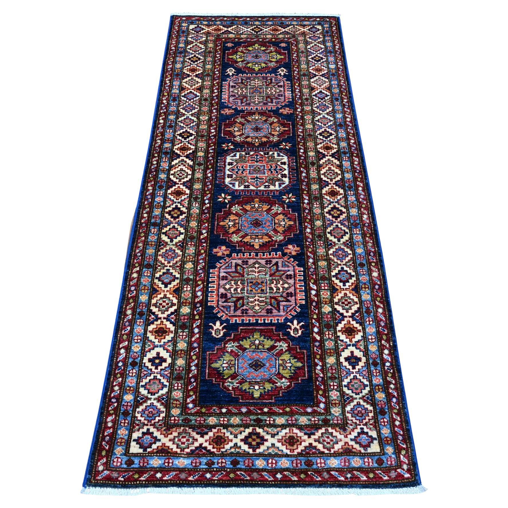 Tappeto orientale Super Kazak Short Runner 2
6 "x6
4" Delft Blue annodato a mano