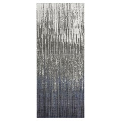 2'6"x6'4" Gainsboro Gray Modern Ombre Design Hand Knotted Soft Wool Runner Rug
