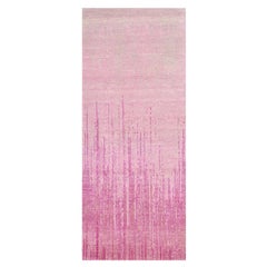 2'6"x6'5" Rosa handgeknüpfter, vertikaler, Ombre-Design, Läufer aus natürlicher Wolle