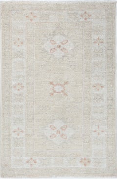 2.6x6.6 ft Beige Wool Runner Rug for Corridor. Hand Knotted Rug for Kitchen