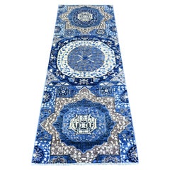 2'6 "x6'8" Blau Mamluke Design Hand geknüpft weiche Wolle Orientteppich