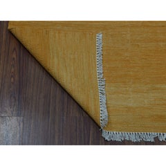 2'6 "x6'8" Gold Schattierungen Flachgewebe Kilim Reine Wolle Hand gewebt Läufer Orientteppich