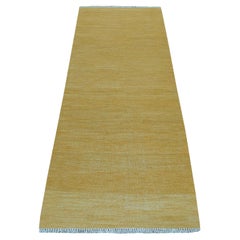 2'6 "x6'8" Gold Schattierungen Flachgewebe Kilim Reine Wolle Hand gewebt Läufer Orientteppich