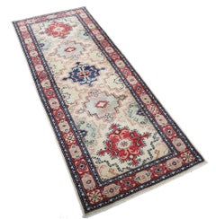 2.6x7 ft Handknotted Turkish Runner Rug for Corridor. Tribal Kitchen Rug