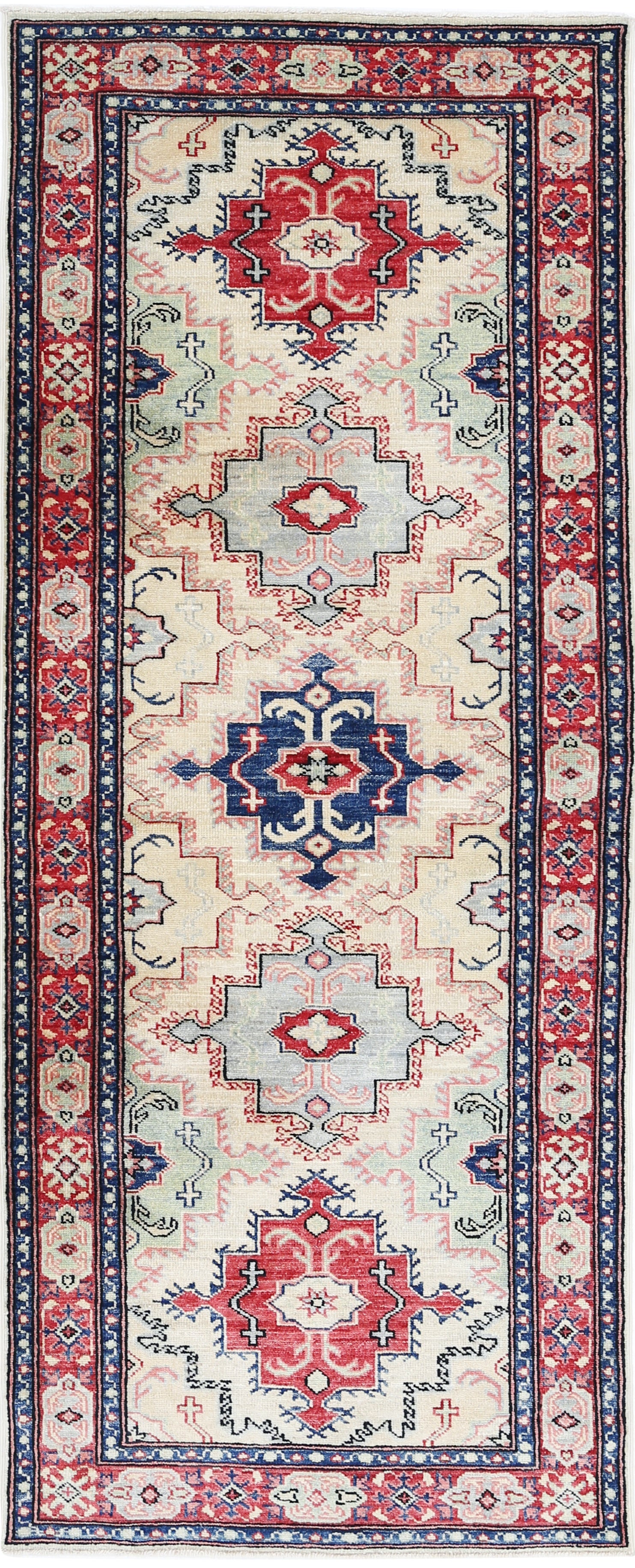2.6x7 ft Handknotted Turkish Runner Rug for Corridor. Tribal Kitchen Rug