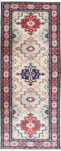 2.6x7 ft Handknotted Turkish Runner Rug for Corridor. Tribal Kitchen Rug