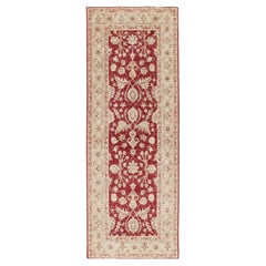 2.6x7 ft Red Hallway Runner Rug. Hand Knotted Oushak Runner Rug for Corridor