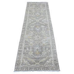 2'6"x7'10" Brown Hand Knotted Peshawar Heriz All Over Dsesign Wool Runner Rug