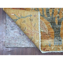 2'6 "x7'10" Braun Peshawar Paradiesvögel Design Hand geknüpft Wolle Läufer Teppich